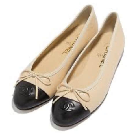 chanel beige blcak tip heel|chanel ballet flats slingback.